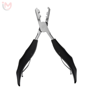 Pince à extensions de cheveux en acier inoxydable avec poignées noires pour l'installation et le retrait des micro-anneaux - Product Image 4