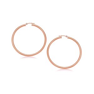 Orecchini a cerchio alla moda in oro rosa 14k lucidato, dimensioni 3x25 mm - Product Image 1