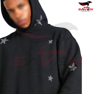 Survêtements pour hommes de couleur noire, style pull, manches longues, tissu écologique de la plus haute qualité, ornés de strass, très demandés - Product Image 6