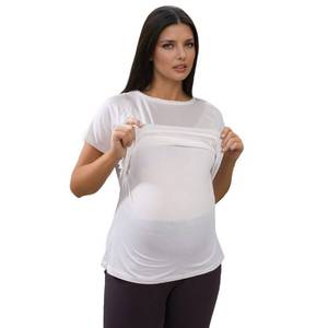 Top de algodón para mujeres embarazadas transpirable y liso teñido para uso diario hasta la rodilla para la temporada de verano - Product Image 2