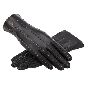 Gants de course en cuir pleine fleur antidérapants pour activités de plein air, unisexes, style à enfiler, gants de moto en cuir véritable - Product Image 1