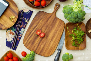 Planche à découper double face en bois d'acacia pour usage domestique, idéale pour fruits, pizzas, steaks - Blocs de découpe solides pour évier et usage domestique (vente transfrontalière) - Product Image 3