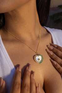 Collar con Colgante de Corazón de Esmeralda, Moissanita, Plata de Ley 925, Chapado en Oro de 14K, Joyería de Lujo, Regalo para Mujer - Product Image 3