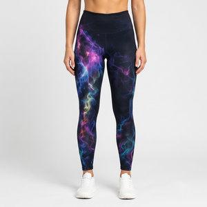 Leggings taille haute à imprimé galaxie, longueur intégrale, sportifs, extensibles, respirants, séchage rapide, tricotés en spandex et polyester pour femmes - Product Image 3