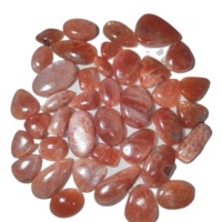 Batu Permata Sunstone Oranye Alami Berkualitas Tinggi, Dipoles, Bentuk Cabochon, KHUSHI GEMS STONE, Bersertifikat IGI, Efek Warna/Fire
