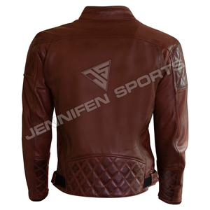 Chaqueta de Cuero para Motociclista, Estilo Biker Slim, 100% Cuero Genuino, de Alta Calidad, Precio al por Mayor, para Hombre - Product Image 2