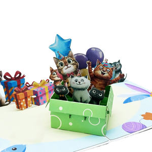 Meilleure Vente : Carte Pop-up 3D Personnalisée en Papier Découpé, Motif Chatons Faits Main à Hanoï, pour Fête d'Anniversaire, Décoration Maison, Impression Offset - Product Image 1