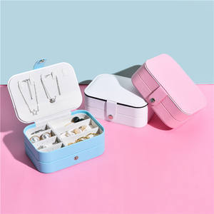 Portable Square Luxury Leather Jewelry Organizer Case with <b>Mirror</b> Custom Logo for Girls' Makeup and <b>Travel</b> Fancy Trinket Storage - Product Image 2