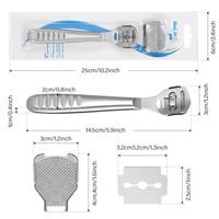 Nouvelle Râpe à Pieds en Acier Inoxydable à Long Manche, Double Face, Jetable, pour Éliminer les Peaux Mortes et les Callosités, avec 50 Lames