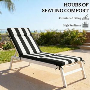 Set di 2 Cuscini per Sedia da Esterno Bianco e Nero, Cuscini Premium per Esterni - Product Image 2