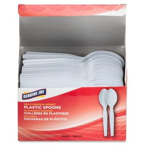 Cucchiai di Plastica Monouso Bianchi, Confezione da 100 Pezzi - Peso Pesante/Medio - Product Image 2