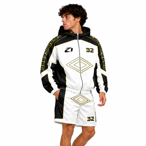 Ensemble court coupe-vent en nylon tendance avec empiècements contrastants pour homme, léger, à capuche, OEM, marque privée, fournisseur de sweats sportifs - Product Image 6