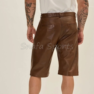 กางเกงขาสั้นหนังสไตล์สตรีทแวร์ ระบายอากาศได้ดี ไซส์ใหญ่ กางเกงขาสั้นหนังลำลอง สั่งตัดได้สำหรับผู้ชาย - Product Image 2