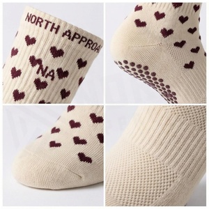 NORTH APPROACH Crew <b>Socks</b> Heart Pattern Cream Cotton Breathable Adults Spring Casual <b>Socks</b> - Product Image 4