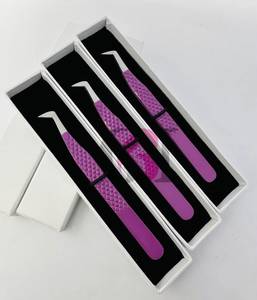 GETUP BROSONS IMPEX Boot Purple Eyelash Extension Tweezers Set Anti Slip Cherry Green Stainless Steel Smooth Tip Volume Lash - Product Image 3