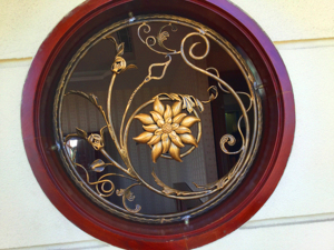 Traditional Wooden <b>Frame</b> Wrought Iron French Style Security Window <b>Swing</b> Open Floral Pattern Entry Villa Apartment Living Room - Product Image 1