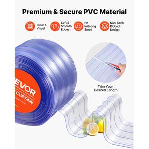 Clear PVC <b>Strip</b> Curtain 50 ft Length X 8 ft Width Ribbed <b>Plastic</b> <b>Door</b> <b>Strip</b> Bulk Roll Walk Freezer Cooler Curtain <b>Strips</b> for - Product Image 5