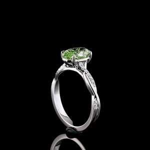 Bague de fiançailles en or blanc 14 carats avec diamant ovale de laboratoire de 2 carats certifié IGI, motif vague infinie torsadée, cadeau idéal - Product Image 4