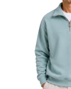 Sweat-shirt décontracté pour homme bleu clair, coupe oversize, col montant zippé, en molleton de coton et polyester, idéal pour l'hiver - Product Image 3