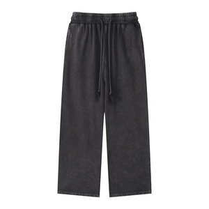 กางเกงขายาวลำลองทรงตรงสไตล์อเมริกัน ผ้าฝ้าย 100% ซักนุ่ม ทรงหลวม เอวยางยืด ผ้าแคนวาส - Product Image 1