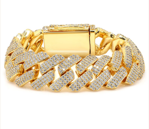 Bracelet cubain plaqué or avec zircons, chaîne à maillons, bijoux hip-hop pour fête, mariage, cadeau - Product Image 3