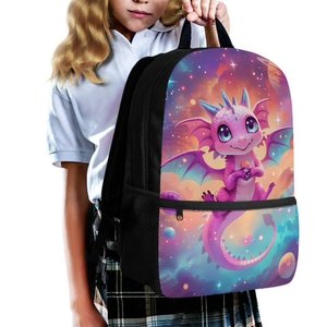 Mochila Deportiva Impermeable con Estampado de Dragón, para Niños, con Cierre de Cremallera, Forro de Malla, para Uso Escolar - Product Image 1