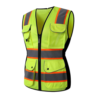 Chaleco de Seguridad Reflectante de Alta Visibilidad Unisex Verde Lima con Bolsillos para Construcción y Trabajos Viales - Product Image 1