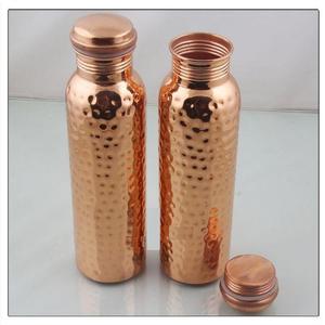 Juego de botellas de agua de cobre con tapa roscada, acabado martillado, portátil, estilo tradicional chino, con tapas - Product Image 1