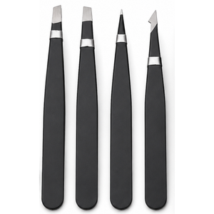 Eyebrow Volume <b>Eyelash</b> Tweezers Set Stainless Steel Slanted Tip Modern Style Durable <b>Reusable</b> with Scissors and Case - Product Image 2