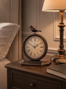 On Sale Brass Desk <b>Clock</b> Circular Shape Roman Numerals Quartz Movement Battery Operated Hourly Chiming Traditional Design - Product Image 2