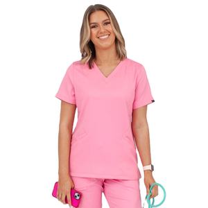 เสื้อสครับพยาบาลหญิงสำหรับโรงพยาบาล ชุดยูนิฟอร์มสวมใส่สบาย รับผลิตตามแบบ OEM แบรนด์ส่วนตัว โรงงานผู้ผลิต - Product Image 1