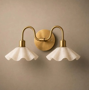 Modern Brass Wall Sconce With Flower Shade Indoor Bathroom Lighting Fixture - Product Image 2
