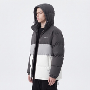 Blouson matelassé à capuche pour homme HAWK EYE, coupe décontractée, coupe-vent, avec blocs de couleur, en polyester rembourré, fermeture éclair, idéal pour l'hiver - Product Image 4