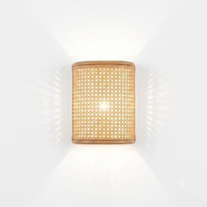 Modern Nordic Hand-Woven Rattan <b>Wall</b> <b>Sconce</b> Minimalist Bamboo Wicker <b>Wall</b> Lamp for Hotel Corridor Bedroom Living Room - Product Image 1