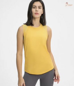 Débardeur de sport d'été personnalisé avec logo, 100 % coton, séchage rapide, respirant, dos évidé, décontracté, pour la course et le tennis (style Lulu) - Product Image 2