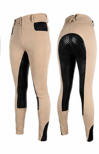 Women's Luxury High Rise Equestrian Riding Pants Breathable <b>PU</b> Leather Solid Color Skinny Fit Customized Pockets Seamless Belt - Product Image 5