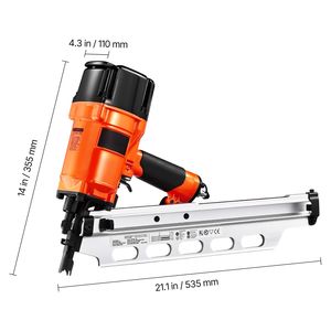 Chiodatrice Pneumatica per Carpenteria 2-3 1/2" Testa Rotonda Completa 21 Gradi Doppia Modalità di Attivazione Regolazione Profondità Senza Utensili Alluminio - Product Image 2