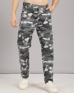 Pantalon cargo camouflage personnalisé, joggers streetwear, coton, imprimé logo, coupe slim homme, pantalon de survêtement - Product Image 2