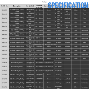 Carrito de Horno de Aleación de Aluminio de 620x470 mm, Equipo para Panadería y Restaurante, Superficie Anodizada, 16 Estantes, Soportes Fijos para Bandejas - Product Image 5