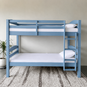 Lit superposé rose minimaliste personnalisable, meubles de chambre à coucher en bois sur mesure pour enfants - Product Image 1