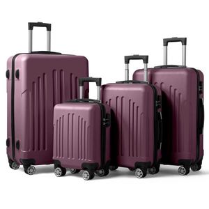 FCH 4-in-1 Trolley Case Curved Vertical Stripes in Violet Versatile Suitcase Solution - Product Image 1
