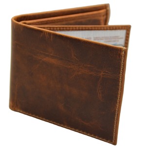 กระเป๋าสตางค์หนังแท้ทำมือ 100% ป้องกัน RFID แบบสามพับสำหรับผู้ชาย - Product Image 1