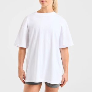 เสื้อยืดออกกำลังกายผู้หญิงทรงโอเวอร์ไซส์ คอกลม แขนสั้น สีพื้น ผ้าเจอร์ซีย์เนื้อนุ่ม ระบายอากาศได้ดี ทรงหลวม ขายส่ง กำลังเป็นที่นิยม - Product Image 5