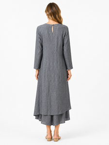 Vestido Midi de Algodón Willow Grace, Vestido a Cuadros Color Marfil - Product Image 6