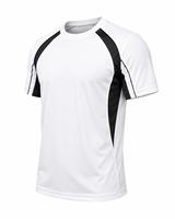 T-shirt pour homme à manches raglan, col rond, blanc et noir, 300 GSM, coupe classique, séchage rapide, jersey tricoté en polyester/coton, design uni