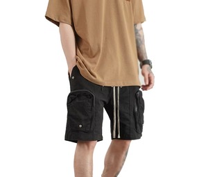 Shorts décontractés tendance streetwear en coton anti-rides, style sombre, taille mi-haute, avec grandes poches et cordon de serrage - Product Image 2