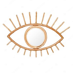 BOHO EYELASH Woven <b>Wicker</b> Mirror Bamboo Rattan Apple Fruit Shape Mirror Bedroom <b>Decor</b> - Product Image 2