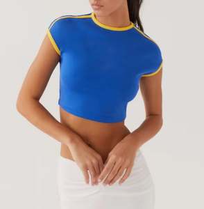 Camiseta Corta Azul Rey para Mujer, Estilo Y2K, con Logotipo Personalizado, al por Mayor, de Alta Calidad, Sexy - Product Image 4