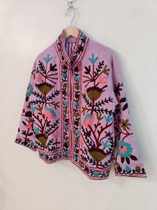 Manteau bohème à col mandarin brodé de fleurs, manches longues, vêtement d'extérieur décontracté, vêtements d'automne, taille plus pour adultes - Product Image 3