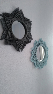 Miroir mural rond en macramé bohème, fait main, en corde de coton, décoratif, à suspendre pour le salon, décoration de la maison, design géométrique circulaire - Product Image 6